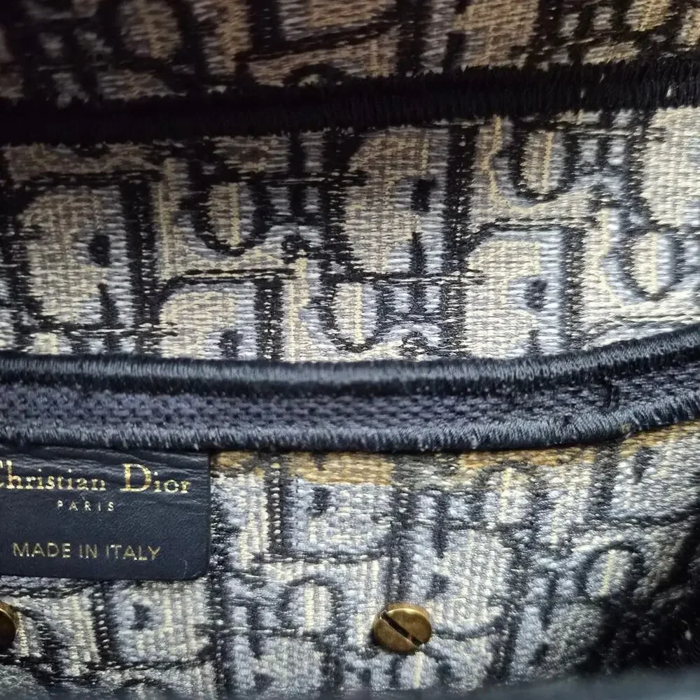 Christian Dior Logo Oblique Saddle Bag Blue - Picture 6 of 8